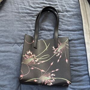 Floral Black Tote Bag